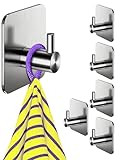 4happy Handtuchhalter ohne Bohren, 6 Stück - Handtuchhaken Bad Edelstahl rostfrei, wasserfeste...