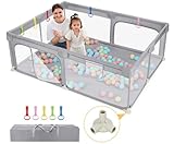 Dripex Laufstall Baby 150x200cm, Laufgitter Baby, Laufstall mit atmungsaktivem Netz, Laufgitter 300D...