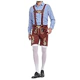 Lederhose Herren, Lederhose Herren Tracht Elegante Trachtenhose Langarm Oberteile und Kurze Trachten...