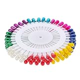 JJUNW 120 Stück Bunte Stecknadeln mit Kopf, 4 cm Nähnadeln Mehrfarbig Stecknadeln Nadeln Runde...