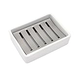 Lofekea Keramik Seifenschale, Edelstahl Seifenhalter für Bad und Dusche, Double Layer Draining Soap...