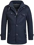 Indicode Herren Brandon Kurzmantel mit Stehkragen | Herrenmantel Wollmantel Mantel Männer Navy, L