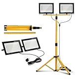 Jaxguom 2x 100W Baustrahler LED mit Stativ IP66 LED Baustrahler Höhenverstellbar & Drehbar...