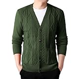 Generisch Herren Klassischer Strick-Cardigan mit Zopfmuster - Elegante Strickjacke mit V-Ausschnitt...