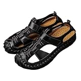 LYXYGMV Bequeme Herrensandale for Herren, flache Sandalen, Herren-Sommerschuhe aus Leder Geeignet...