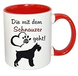Die mit dem Schnauzer geht - Kaffeetasse mit Motiv, Tasse mit Druck, auch individuell mit Spruch,...