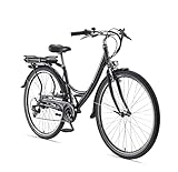 Teutoburg Senne Pedelec Citybike Elektrofahrrad schwarz, E-Bike 28 Zoll, 10,4 Ah/36V Lithium Ionen...