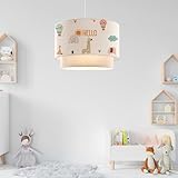 lux.pro Kinderzimmer Lampe Lurgan Deckenleuchte E27 LED-geeignet Hängelampe mit Stoffschirm doppelt...