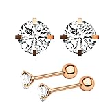 TENDYCOCO 10 Paare Unisex Edelstahl Piercingschmuck Set Roségold Zungenpiercing Lippenbändchen...