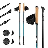 KADVA Nordic Walking Stöcke Luna Blau, verstellbare Größe 69-135 cm Drehverschlusssystem für...