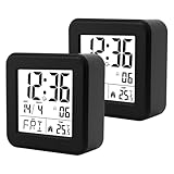 2er Set Wecker Digital, Funkwecker Digital Mit Batterie, Reisewecker Mit Temperaturanzeige Datum...