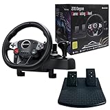 DuLingKer PC Lenkrad mit Pedalen und Schaltung, 270° Gaming Lenkrad für PC/PS4/Switch/PS3/Xbox...
