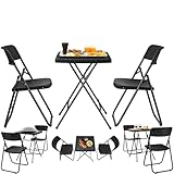 ecosa® Bistroset 3-teilig Balkontisch mit 2 Stühlen Gartentisch klappbar - Balkonset klappbare...