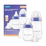 Lansinoh Babyflaschen Starter Set - Babyflasche in 160 ml & 240 ml - NaturalWave Sauger Größe S,...