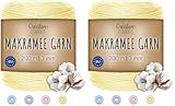 Creative Deco 200m Pastel Gelb Makramee Garn Baumwoll Polyester | 656 Fuß | 2-3 mm Dicke |...