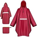 WACCET Wasserdicht Regenponcho Damen, Regenponcho Fahrrad für Herren Damen Wiederverwendbarer...