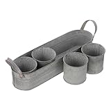 Gogogmee 4 Stück Teiliges Retro Eisen Blumentopf mit Untersetzer Rustikaler Pflanztopf für...