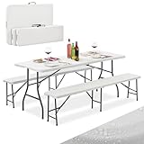 Juskys Bierzeltgarnitur Bayreuth 3-teilig & klappbar - 180 x 70 x 74 cm - 2 Bierbänke & Biertisch -...