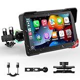 LAMTTO Schermo Wireless CarPlay e Android Auto per Moto, Aggiornamento Portatile da 7 Pollici Con...