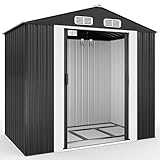 Deuba GARDEBRUK® XL Metall Gerätehaus 2m² mit Fundament 196x132x188cm Schiebetür Anthrazit...