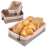 eluno Brotkörbe 3er-Set aus schmutzabweisender, waschbarer Kunstfaser, zweifarbige...
