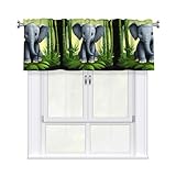 WHJSHOP Bambus-Vorhang mit Elefanten-Druck, mit kurzer Stange, 137,2 x 45,7 cm, zur Verschönerung...