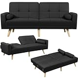Yaheetech Klappsofa Couch mit Verstellbarer Rückenlehne, Loungesofa Liegefläche 163 x 106 cm,...