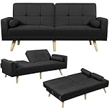 Yaheetech Klappsofa mit Schlaffunktion Schlafsofa Couch mit Verstellbarer Rückenlehne, Loungesofa...