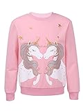 TiaoBug Mädchen Sweatshirt Langarm Pullover Pulli Shirt mit Pailletten Einhörner Aufdruck Warme...