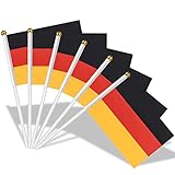 AhfuLife Klein Deutschland Flagge, 15 Stück Deutsche Mini Handgehaltene Flaggen mit 30cm weißem...