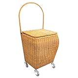 BAUBUY Rattan-Einkaufswagen mit Deckel, Rollwagen für ältere Menschen, Einkaufswagen für...