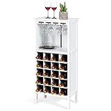 KOMFOTTEU Weinschrank, Weinständer mit 20 Flaschen & 4 Reihen Weinglashalter, Flaschenständer...