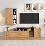 TV Wohnwand-set mit Vitrine (Komplett-Set, 2-St),Mediawand inkl.TV-Board -set und Standregal,TV...