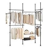 SoBuy Teleskop Kleiderständer, robuster Kleiderstange, verstellbarer offener Kleiderschrank mit...