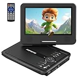 POFOTO 9,5' Tragbarer DVD Player mit 7,5' HD-Schwenkbaren Bildschirm, 4-6 Stunden Wiederaufladbare...