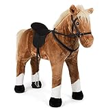 Small Foot 11177 Stehpferd mit Sound, braun, aus Holz, sicherer Sitz durch Steigbügel und Zügel,...