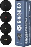 Raquex Progression Squashbälle – Tube mit 4 gemischten Bällen – 4 Geschwindigkeitsoptionen pro...