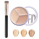 Full Cover Concealer Palette, 3 in 1 Concealer Creme, 3 Farben Concealer Contour mit Brush, Corrects...