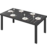 YITAHOME Gartentisch, 140x90cm Terrassentisch mit WPC-Holztischplatte und Aluminiumrahmen,...