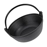 BRIGHTFUFU Robuster Kleiner Gusseiserner Dutch Oven mit Antihaftbeschichtung Tragbarer Kochtopf mit...