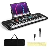 COSTWAY Keyboard Piano 61 Tasten, Digital Piano mit Ständer & Mikrofon & Tragetasche, E-Piano für...