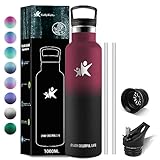 KollyKolla Thermosflasche 1L Kohlensaeure Geeignet, Trinkflasche Edelstahl mit Strohhalm,...