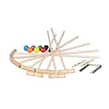 Relaxdays Krocket, 8 Spieler, für Klein & Groß, Komplettset mit Tasche, Croquet Set Holz,...