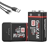 GEEKAM 9V Akku, 2 x 1100mAh 9 Volt Akkus Wiederaufladbar Batterien mit 2 in 1 USB-C Ladekabel für...