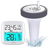 Uzoli Poolthermometer schwimmend funk mit Poolsensor Wassertemperatur Innentemperatur LCD-Display...