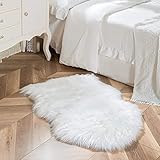 HEQUN Faux Lammfell Schaffell Teppich Kunstfell Dekofell Lammfellimitat Teppich Longhair Fell...
