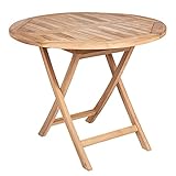 Riess Ambiente Massiver Gartentisch Empire Teak 90cm Teakholz rund klappbar Outdoortisch Garten...