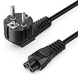 deleyCON 1m Netzkabel Stromkabel Schutzkontakt Stecker Typ F (CEE 7/4) 90° Gewinkelt auf IEC C5...