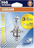 OSRAM H4 Glühlampe Fernscheinwerfer 60/55W Fernlicht Birne 64193ULT-1BL