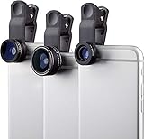 MyGadget Handy Objektiv Set - 198° Fisheye + 0,63x Weitwinkel + 15x Makro Linse - Kamera Set für...